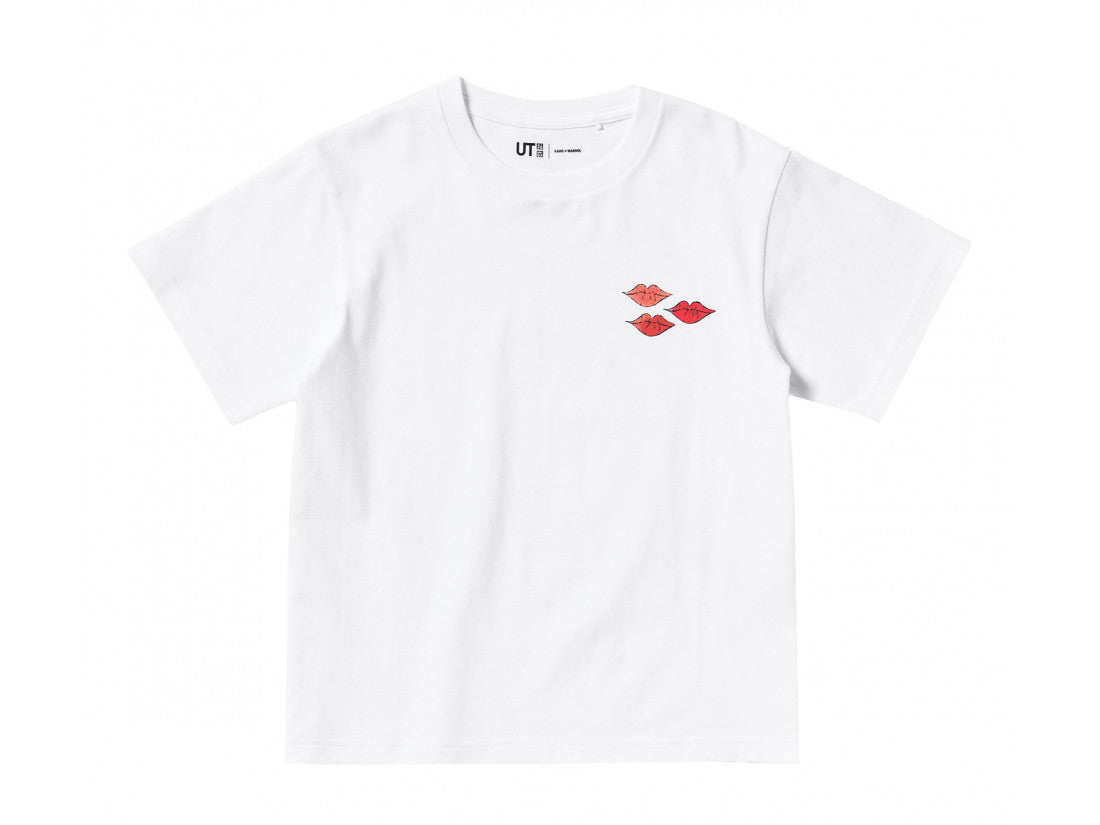 Tee-shirt UNIQLO x KAWS Pink – t-shirt blanc en coton premium avec imprimé rose signé KAWS, vue de face