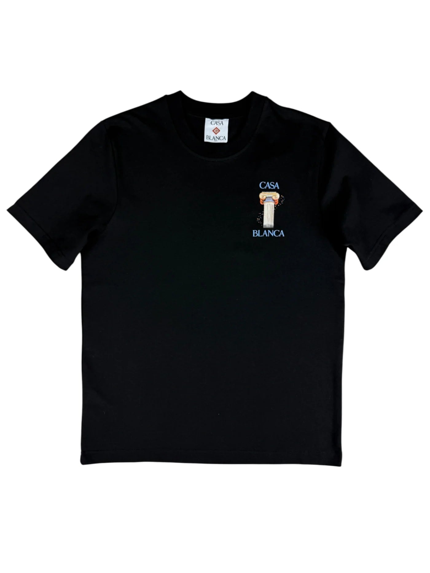Tee-shirt Casablanca Black Colonne – t-shirt noir en coton premium avec motif colonne sérigraphié , vue de face