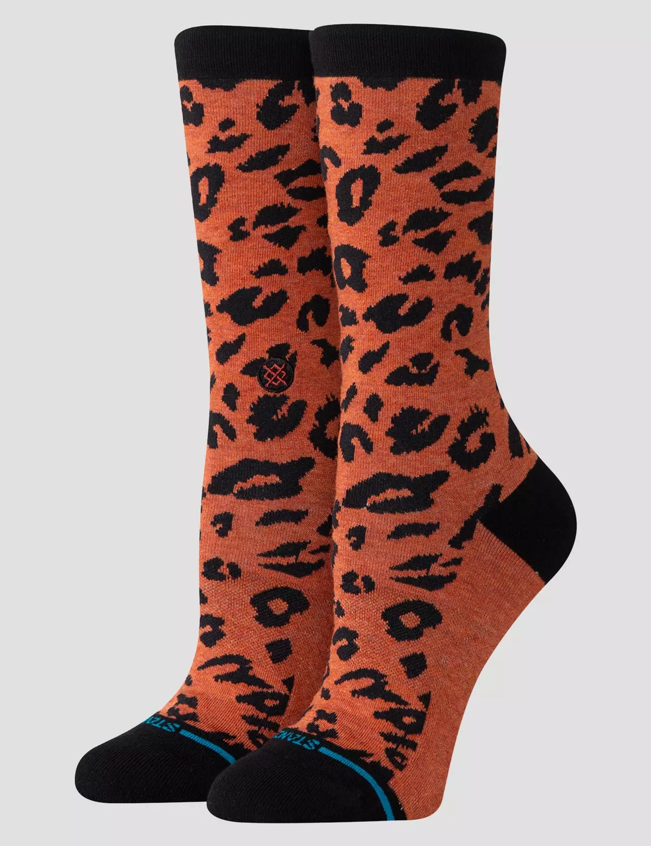 Stance Leopard Crew Socks – chaussettes mi-mollet imprimé léopard en coton premium