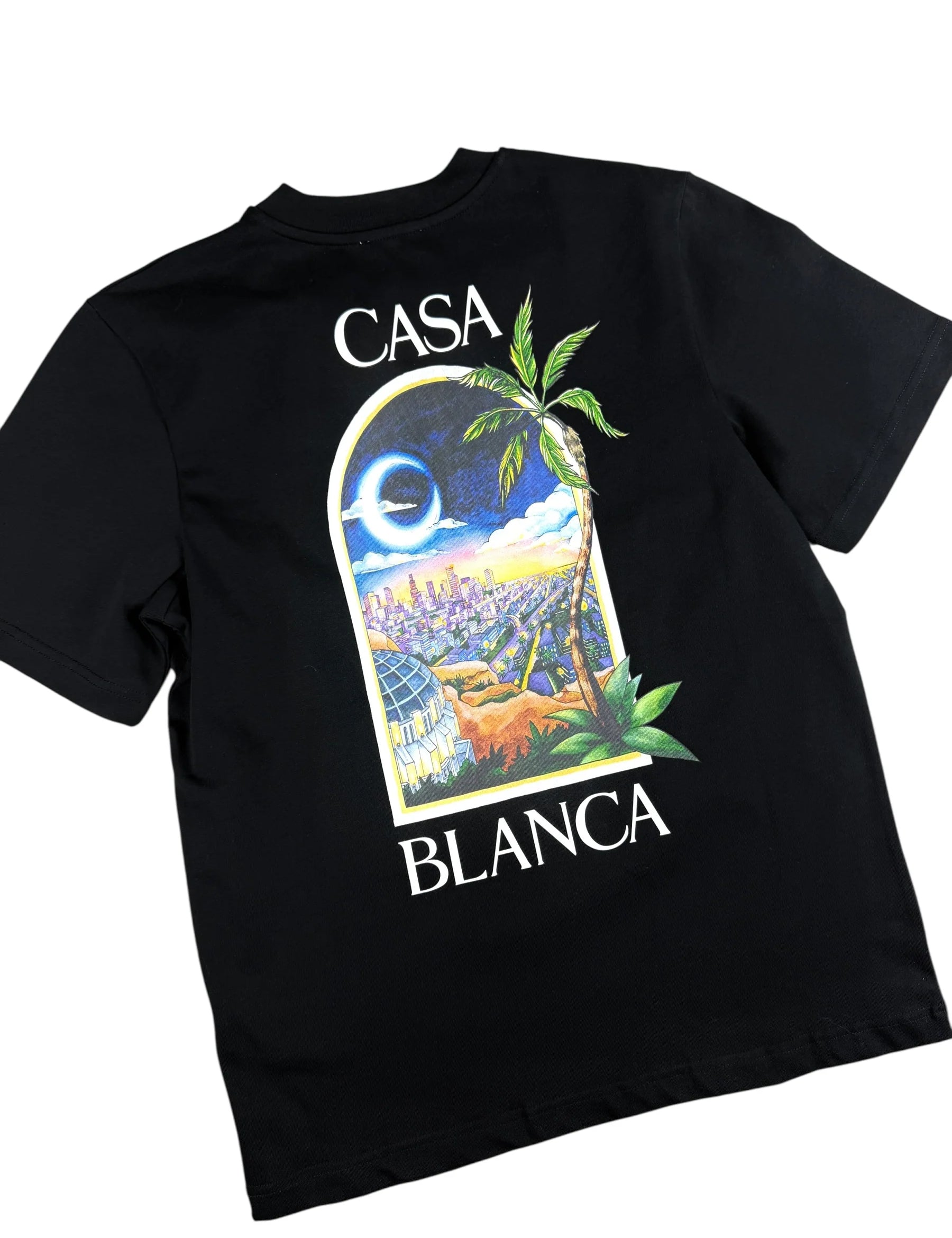 Tee-shirt Casablanca LA Nights – t-shirt blanc en coton premium avec imprimé coloré inspiré des nuits de Los Angeles , vue de dos