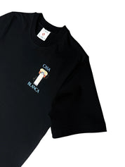 Tee-shirt Casablanca Black Colonne – t-shirt noir en coton premium avec motif colonne sérigraphié , vue zoomer de face