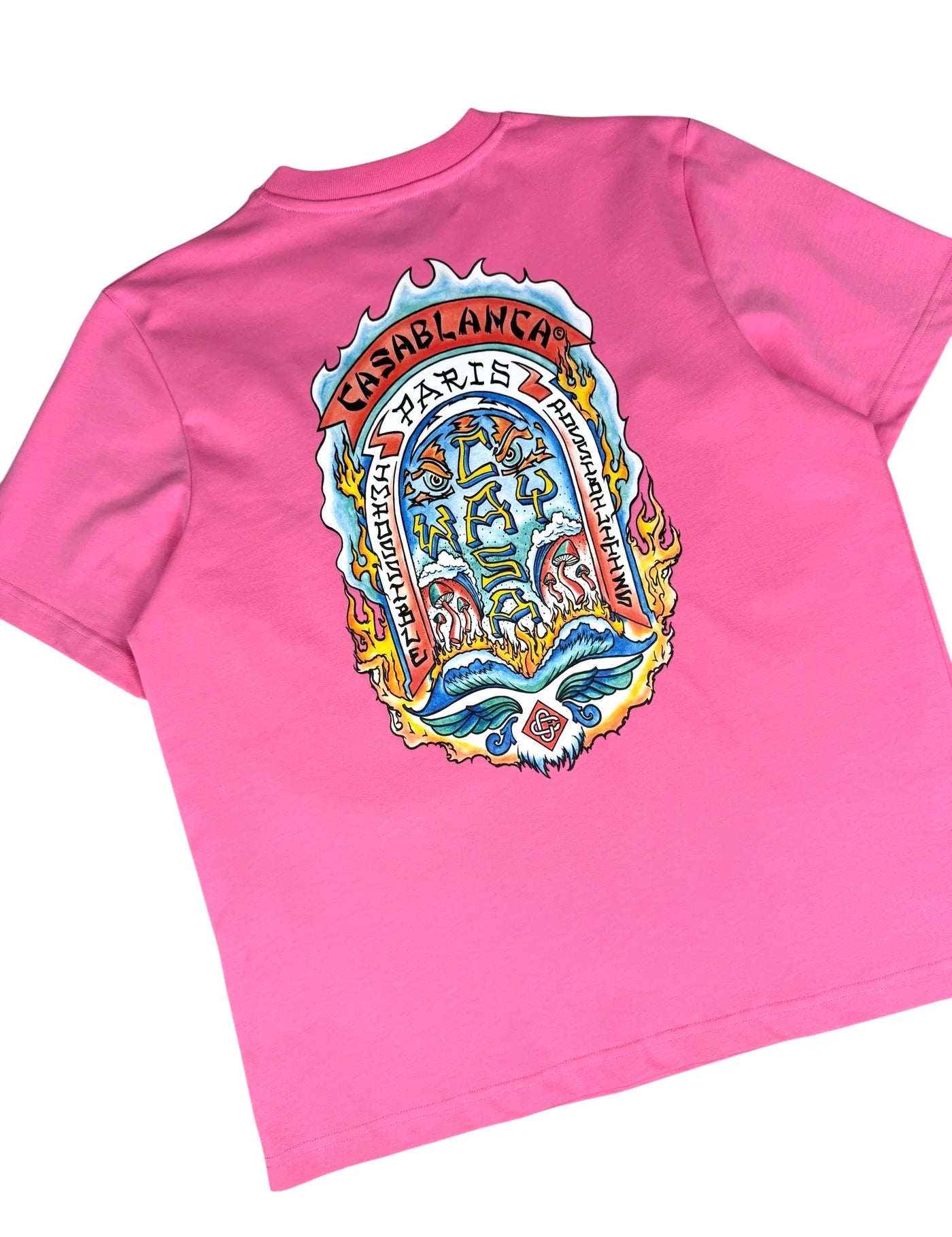 Tee-shirt Casablanca Way Skate Rose – t-shirt rose en coton premium avec imprimé skate graphique , vue de dos