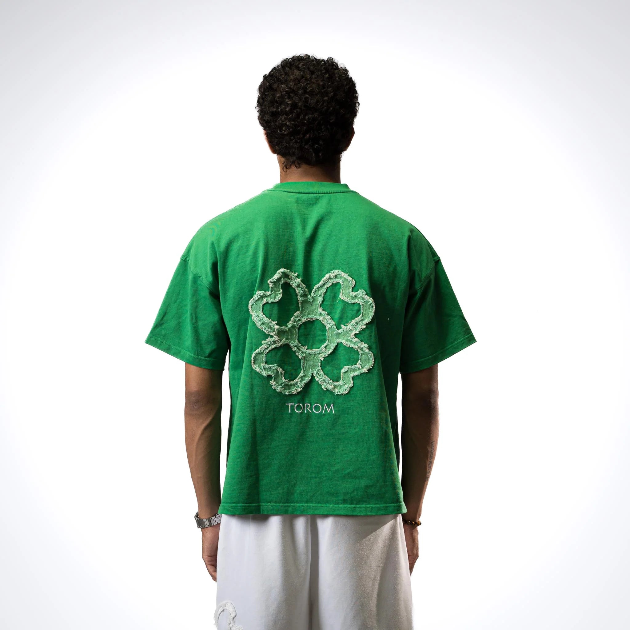 ee-shirt Torom Vert – t-shirt en coton premium vert profond avec coupe droite classique , vue de dos