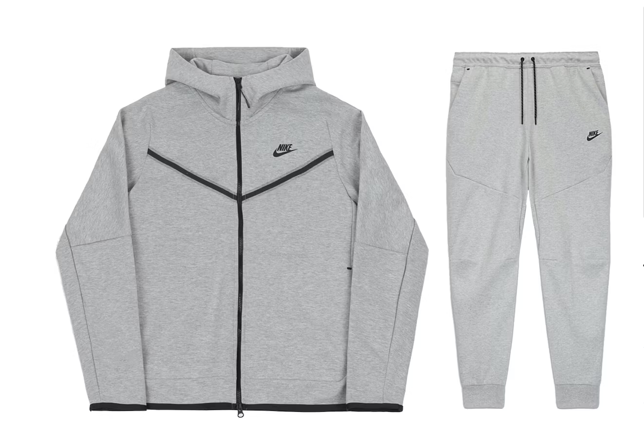 Nike Sportswear Tech Fleece Full Zip Hoodie Joggers Set Grey