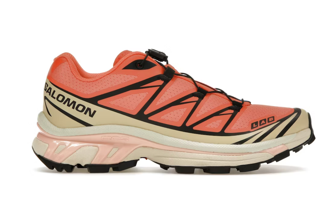 Salomon XT-6 Living Coral – sneakers trail lifestyle corail avec semelle Contagrip et amorti EVA , vue de profil