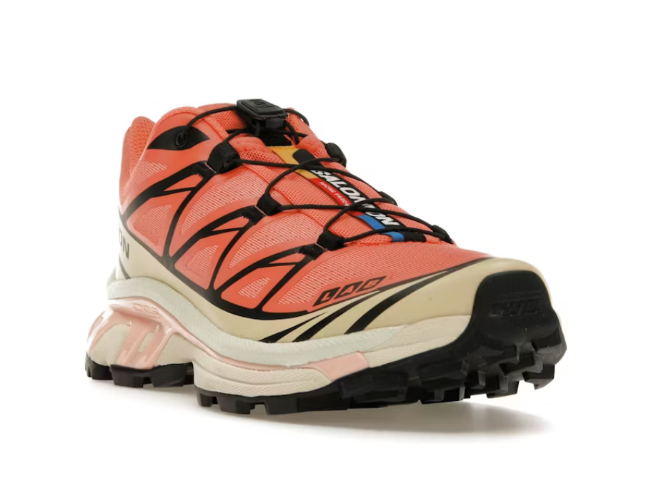 Salomon XT-6 Living Coral – sneakers trail lifestyle corail avec semelle Contagrip et amorti EVA , vue zoomer avant