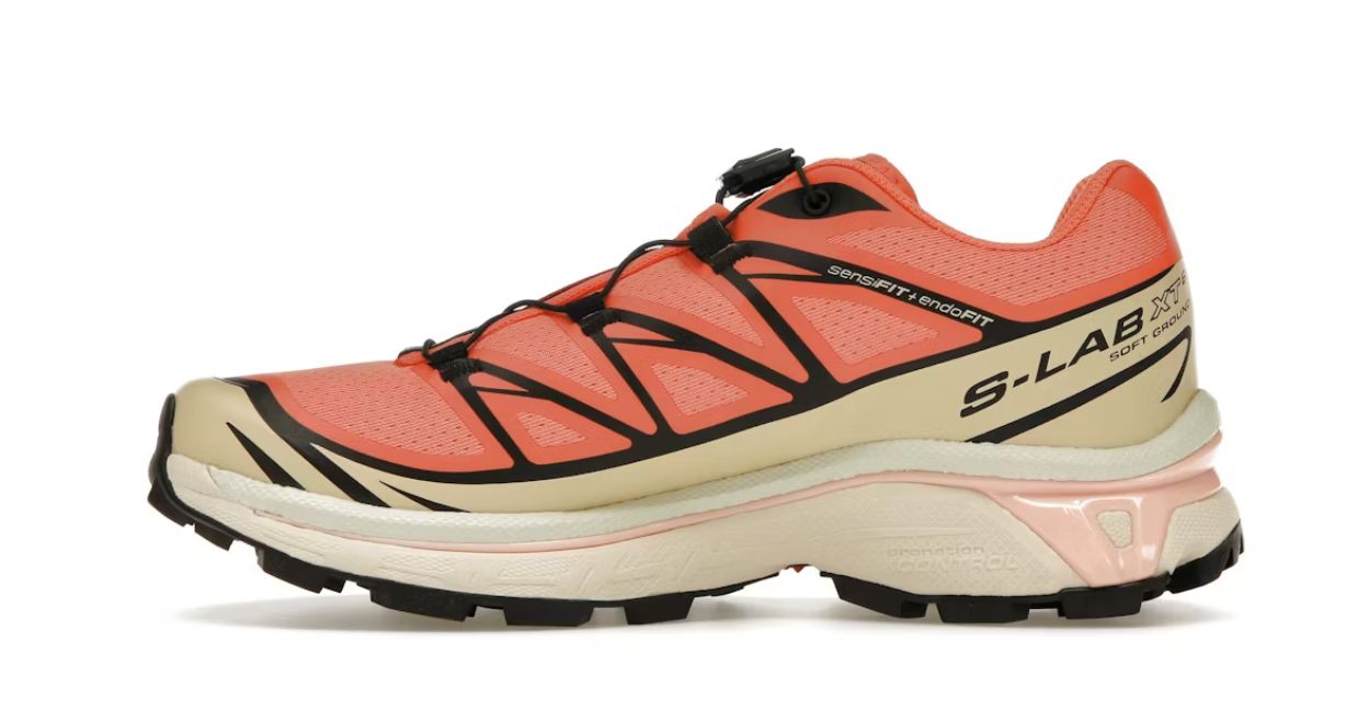 Salomon XT-6 Living Coral – sneakers trail lifestyle corail avec semelle Contagrip et amorti EVA , vue de face