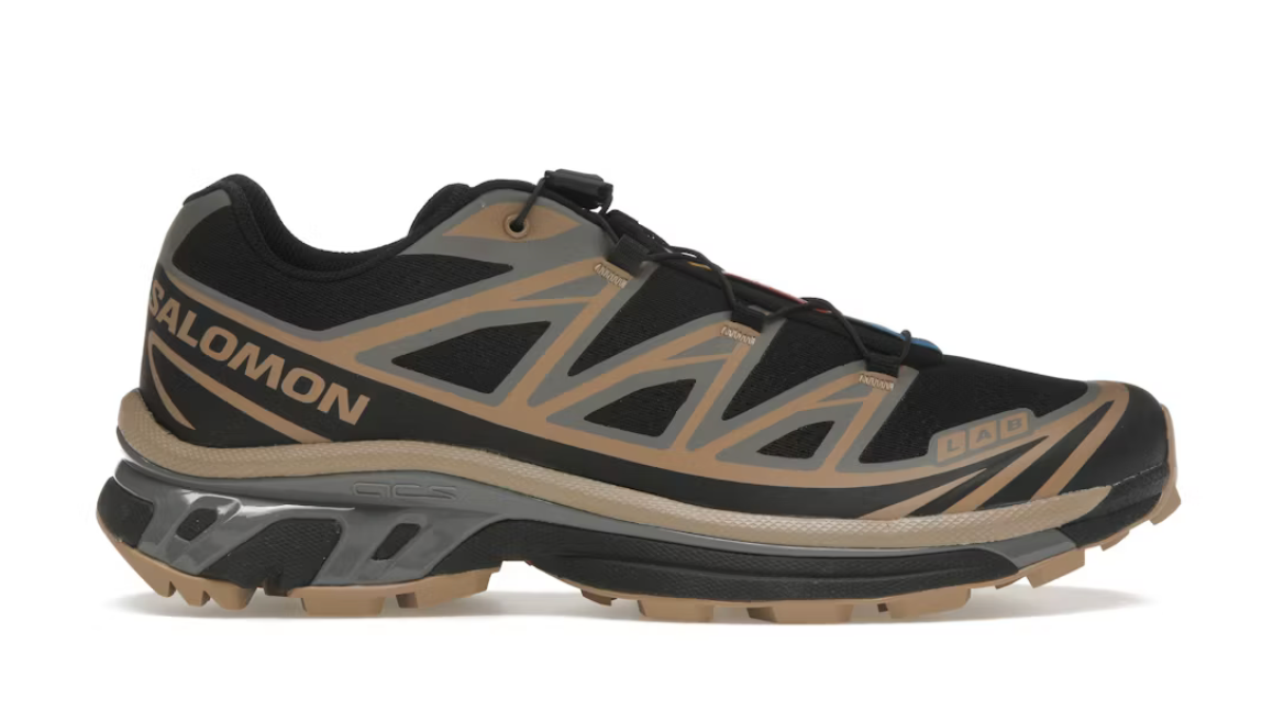 Salomon XT-6 Black Portabella – sneakers trail et lifestyle en mesh noir avec semelle Contagrip , vue de face