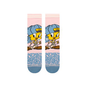 Paire de chaussette rose a motif tweety (looney tunes) vue du dessus