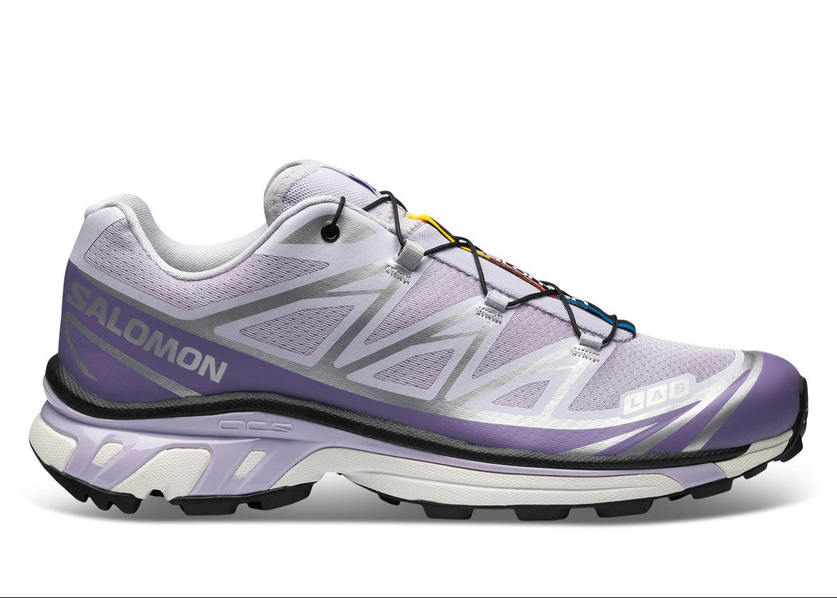 Chaussure de trail lSalomon XT-6 Violet Heather , semelle légère et confortable , vue de profil