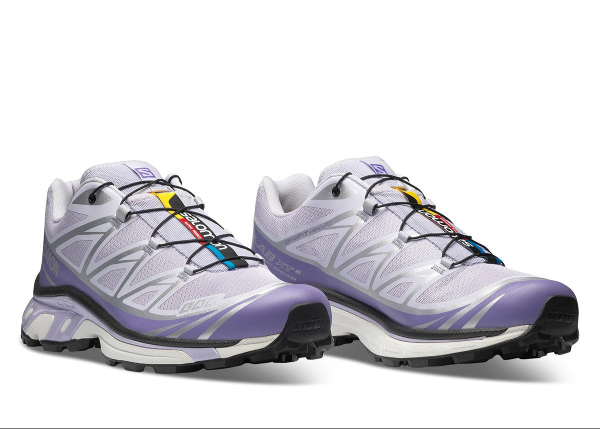 Chaussure de trail lSalomon XT-6 Violet Heather , semelle légère et confortable , vue de 3/4