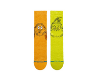 Chaussettes STANCE Grinch and Max – chaussettes crew multicolores inspirées du Grinch et de son chien Max, en coton premium confortable, vue de face