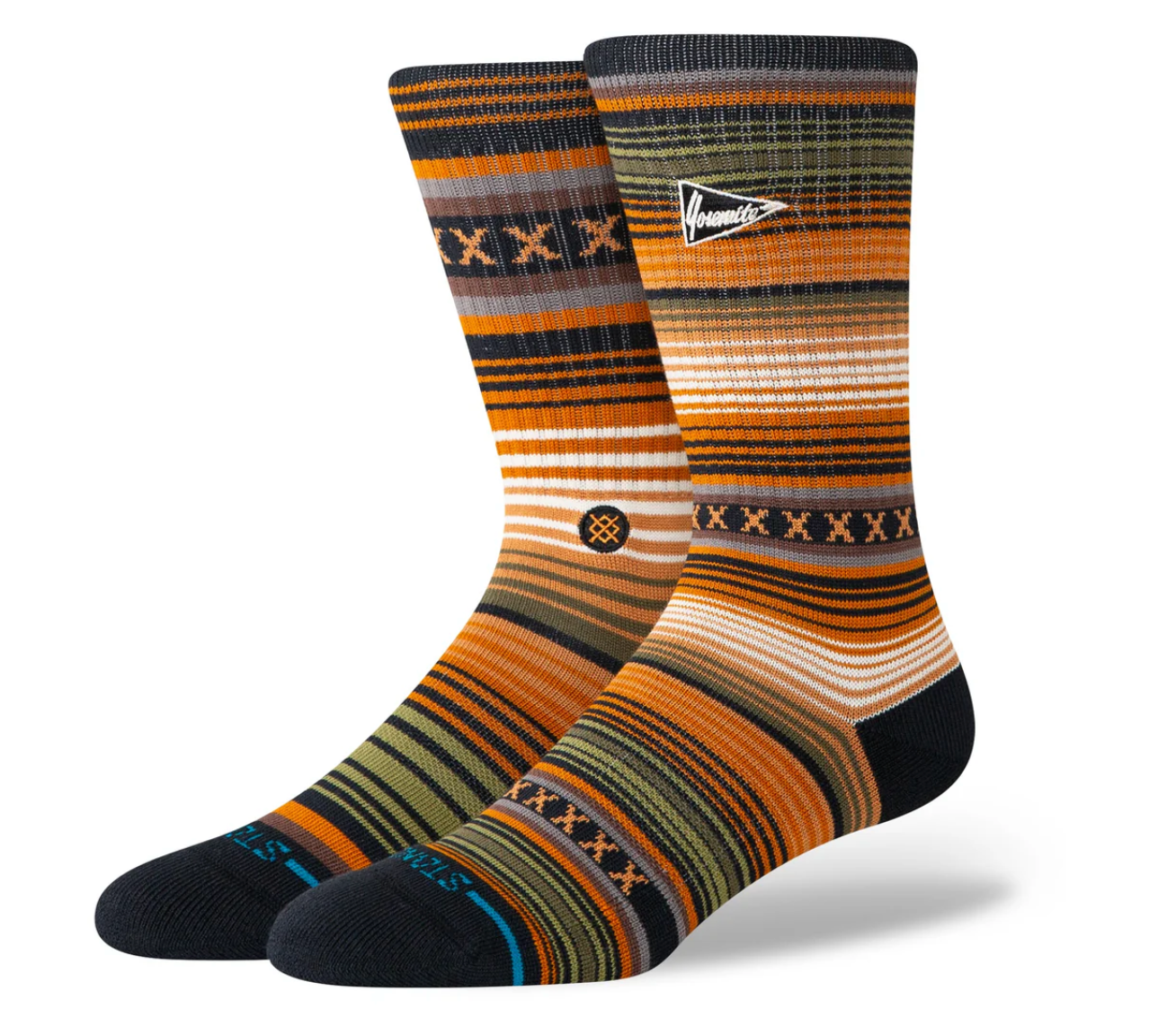 Stance Curren Park Crew – chaussettes crew en coton premium au design minimaliste et confort renforcé, vue de coter