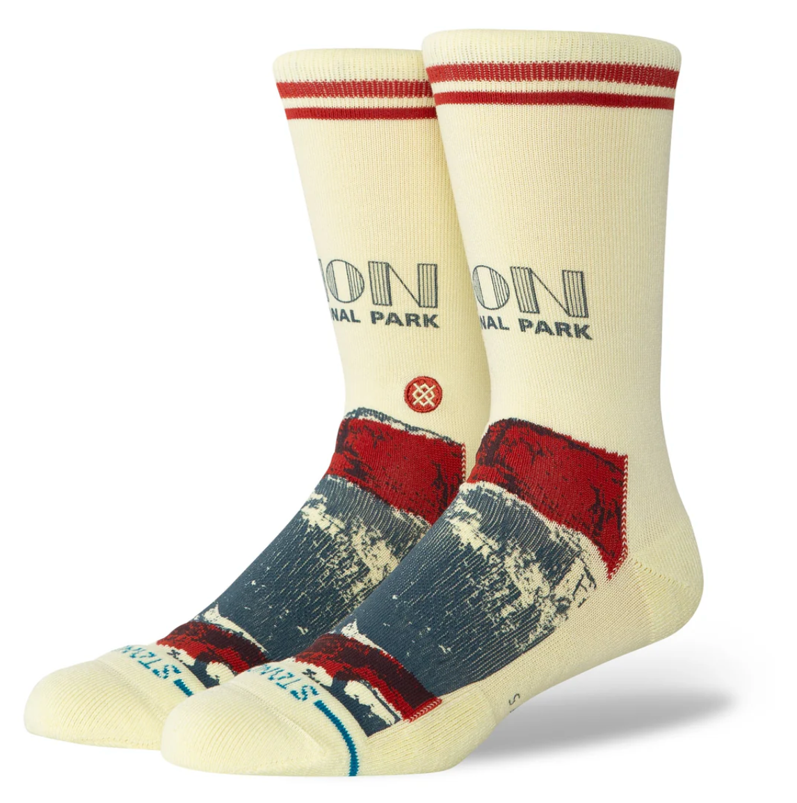 Stance Zion NP Crew – chaussettes crew en coton premium inspirées du Zion National Park avec design graphique nature , vue de coter
