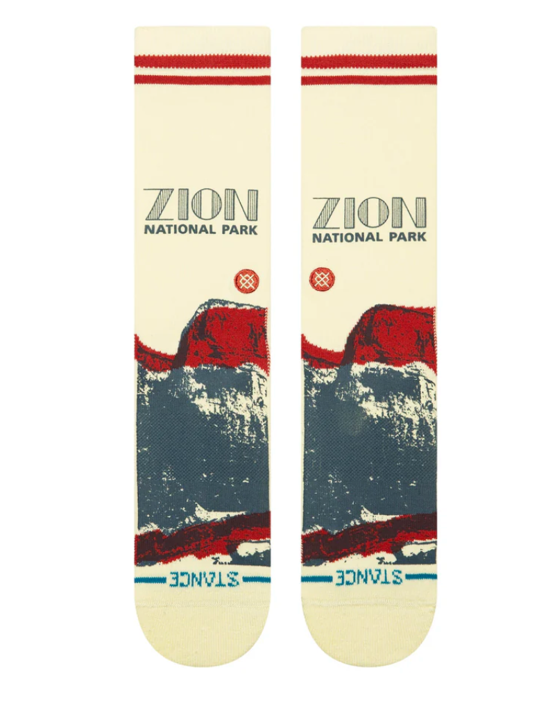 Stance Zion NP Crew – chaussettes crew en coton premium inspirées du Zion National Park avec design graphique nature, vue de face