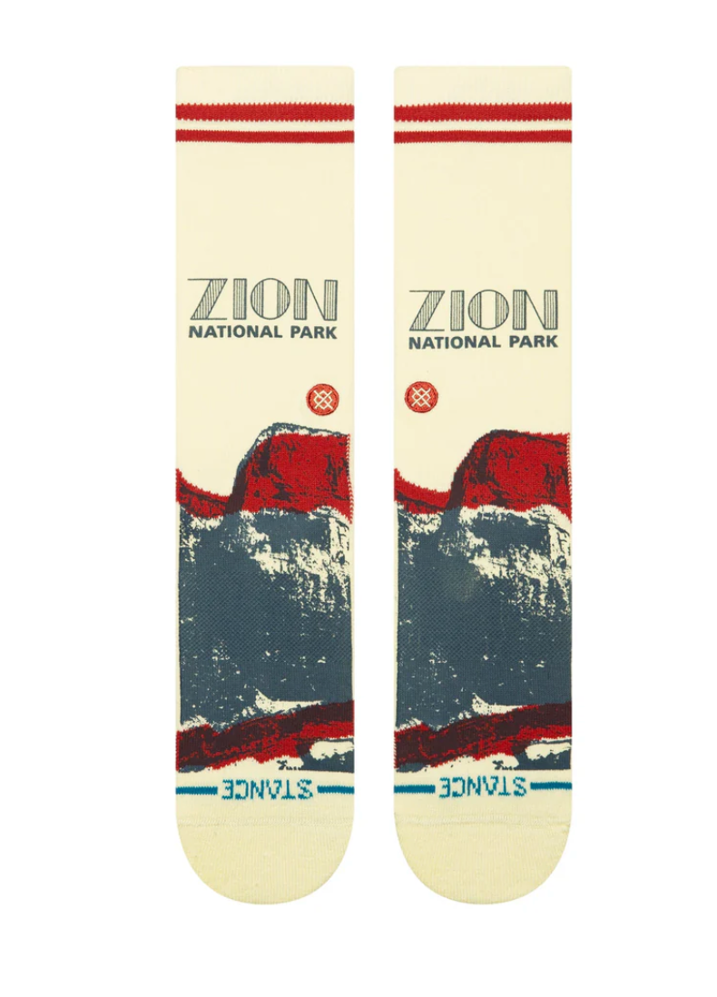 Stance Zion NP Crew – chaussettes crew en coton premium inspirées du Zion National Park avec design graphique nature, vue de face