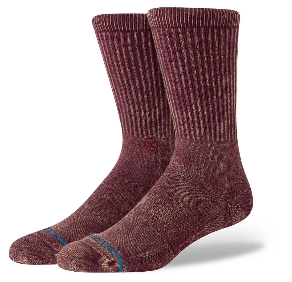 Stance Icon Dyed Crew – chaussettes mi-mollet en coton premium avec effet tie-dye et logo Icon, vue de coter