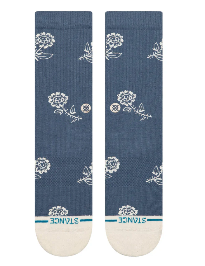 Stance Petite Bloom – chaussettes mi-mollet en coton premium avec motifs floraux et logo Icon , vue de face