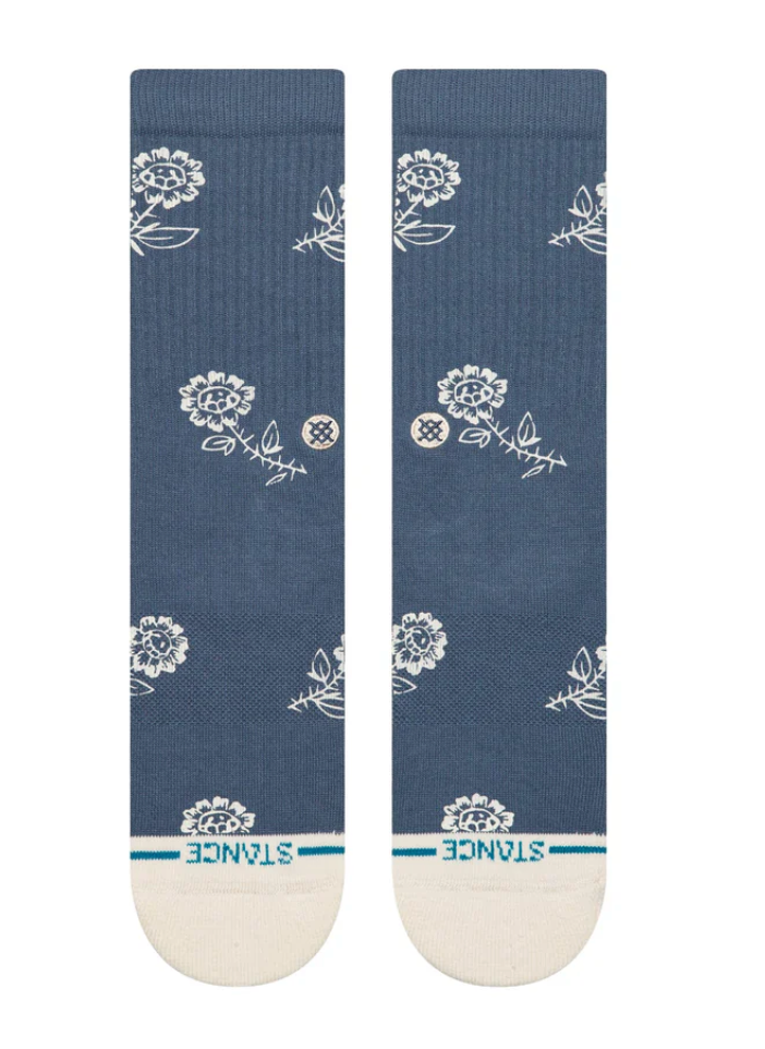 Stance Petite Bloom – chaussettes mi-mollet en coton premium avec motifs floraux et logo Icon , vue de face