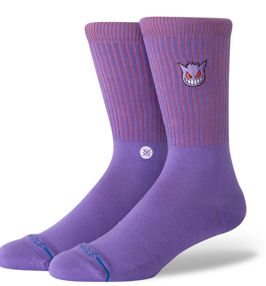 Stance Gengar Crew – chaussettes Pokémon mi-mollet avec design Gengar et confort premium , vue de coter