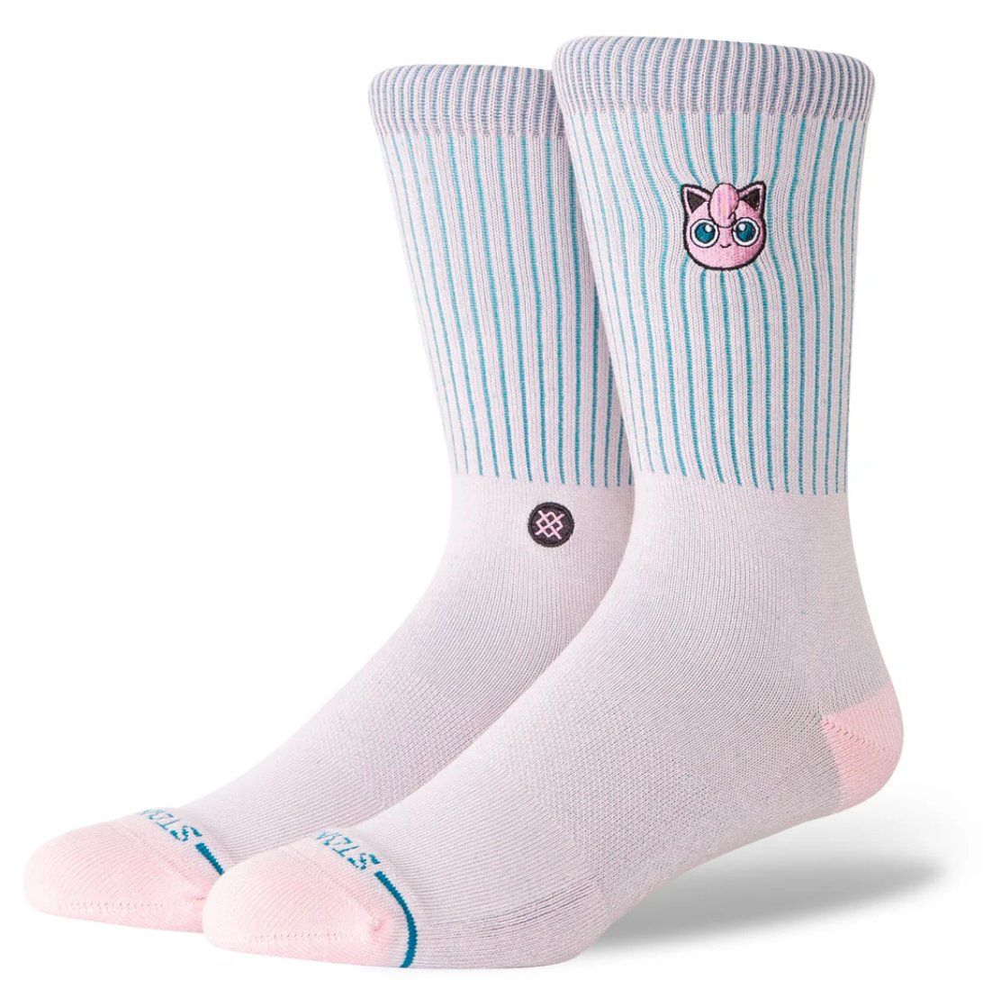 Stance Jigglypuff Crew – chaussettes Pokémon mi-mollet avec design Rondoudou kawaii et confort premium, vue de coter