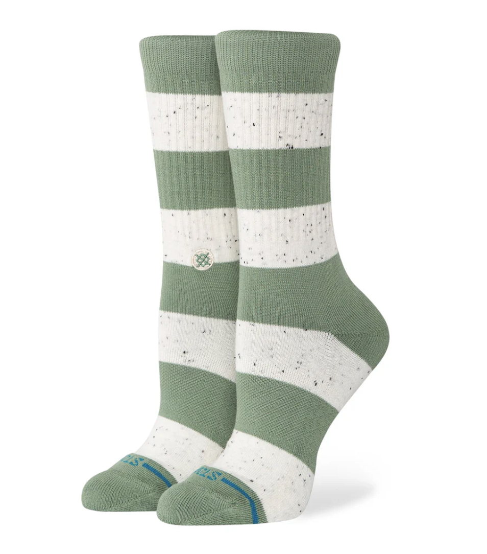 Stance Women Nep Stripe Crew – chaussettes femme en coton premium à rayures texturées, coupe mi-mollet, vue de coter