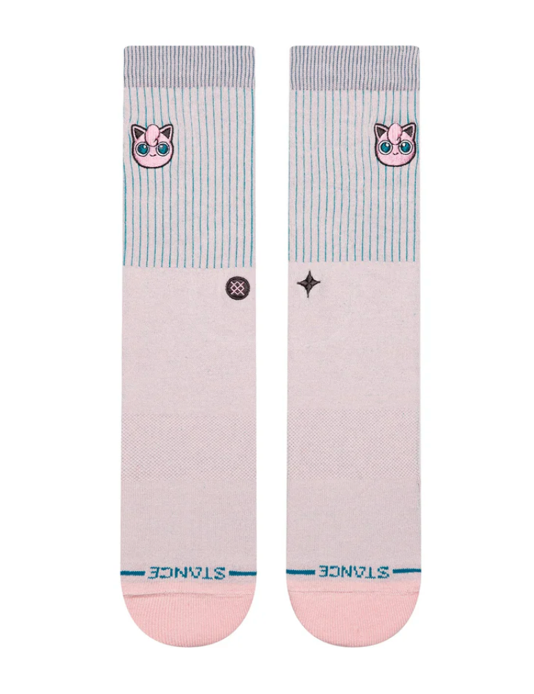Stance Jigglypuff Crew – chaussettes Pokémon mi-mollet avec design Rondoudou kawaii et confort premium, vue de face