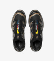 Salomon XT-6 Black Portabella Pewter – sneaker noir et brun terre premium, mesh respirant et semelle Contagrip, vue de dessus