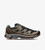 Salomon XT-6 Black Portabella Pewter – sneaker noir et brun terre premium, mesh respirant et semelle Contagrip, vue de porfil