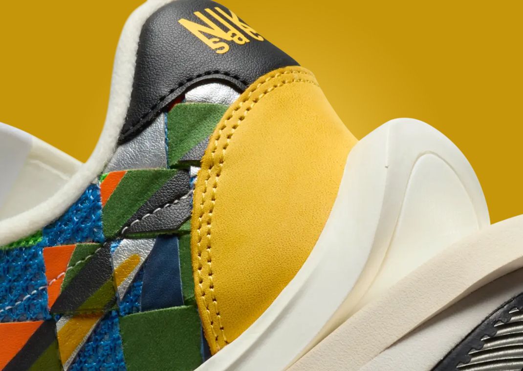 Nike VaporWaffle sacai Jean Paul Gaultier Green Gusto – chaussures hybrides avant-gardistes, vue zoomer arrière