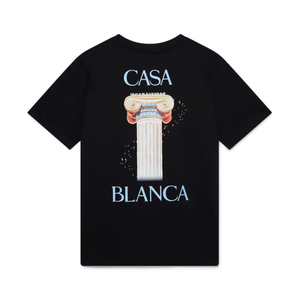 Tee-shirt Casablanca Black Colonne – t-shirt noir en coton premium avec motif colonne sérigraphié , vue de dos