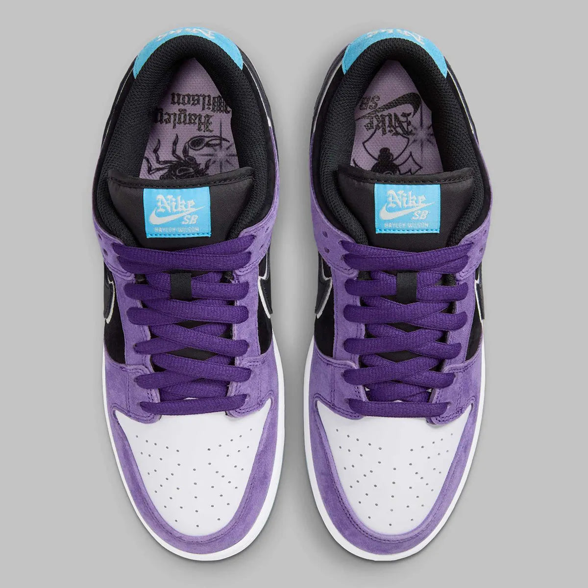 chaussure de ville Nike SB Dunk Low Hayley Wilson  , noir , violet , blanc , bleu , semelle confortable , vue de haut