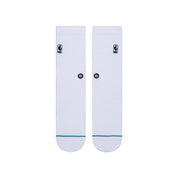 Stance NBA Logoman ST Blanche – chaussettes NBA mi-mollet blanches avec logo officiel et coton premium, vue de face