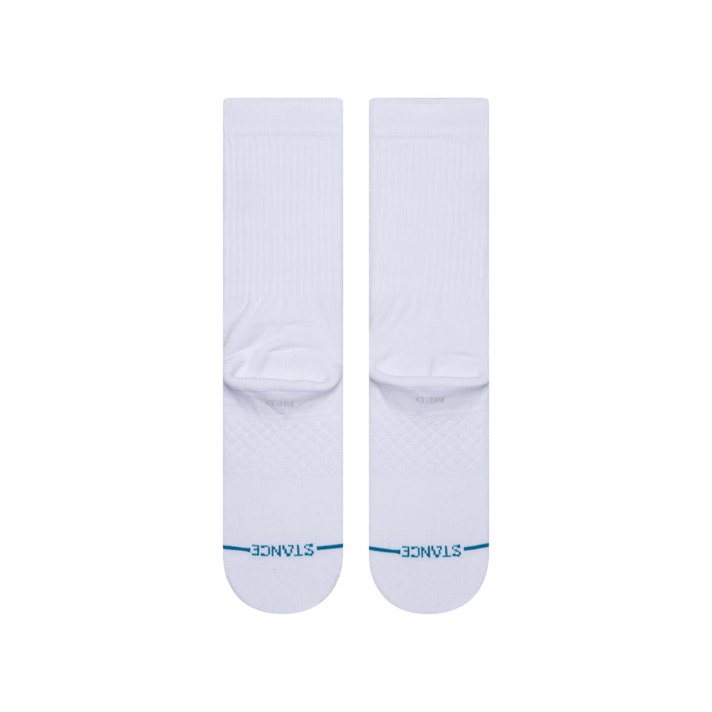 Stance NBA Logoman ST Blanche – chaussettes NBA mi-mollet blanches avec logo officiel et coton premium, vue arrière