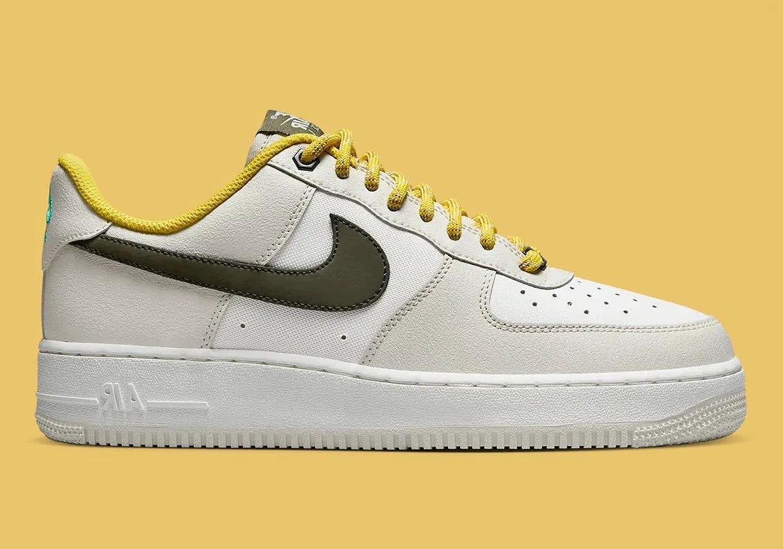 Nike Air Force 1 Low 07 PRM Light Bone Cargo Khaki Vivid Sulfur GlobalSneakers