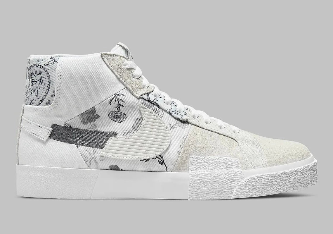 Nike SB Zoom Blazer Mid Premium Floral White Grey GlobalSneakers