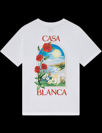 Tee-shirt Casablanca White Roses – t-shirt blanc en coton premium avec imprimé floral de roses blanches , vue de dos