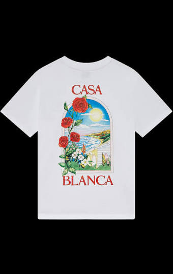 Tee-shirt Casablanca White Roses – t-shirt blanc en coton premium avec imprimé floral de roses blanches , vue de dos