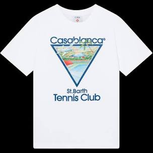 Tee-shirt Casablanca Triangle Blue – t-shirt en coton blanc avec motif triangle bleu sérigraphié , vue de face