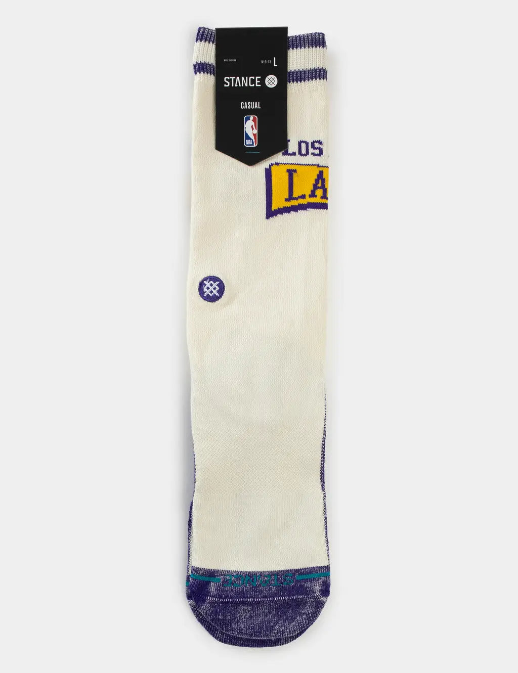 Stance Lakers Victory Crew – chaussettes NBA mi-mollet en coton premium avec logo Lakers violet et or , vue de face