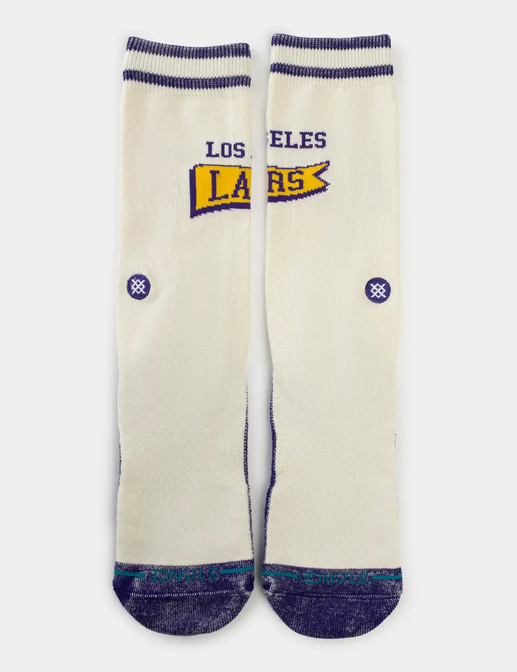 Stance Lakers Victory Crew – chaussettes NBA mi-mollet en coton premium avec logo Lakers violet et or