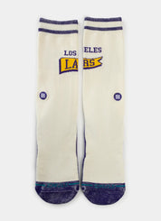 Stance Lakers Victory Crew – chaussettes NBA mi-mollet en coton premium avec logo Lakers violet et or