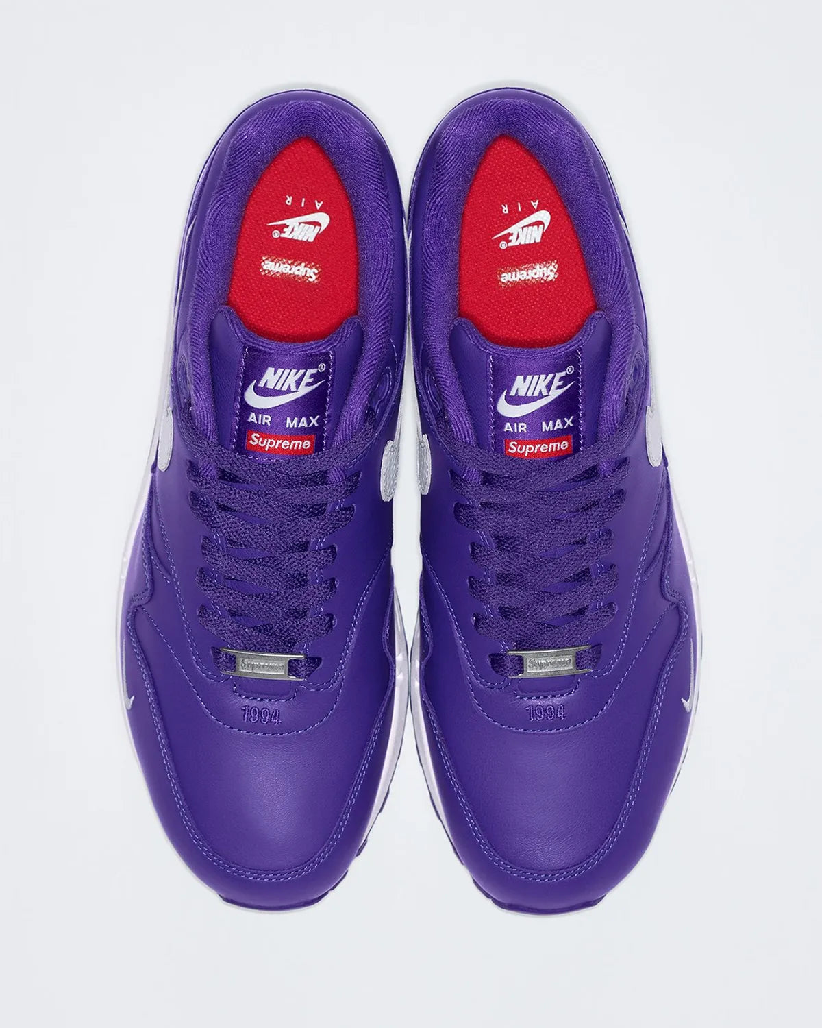 Chaussure de ville air max 1 supreme violet, blanc, semelle confortable, vue de haut