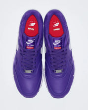 Chaussure de ville air max 1 supreme violet, blanc, semelle confortable, vue de haut