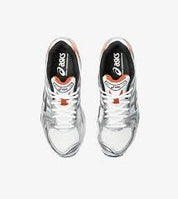 ASICS Gel-Kayano 14 White Piquant Orange – sneaker blanche mesh avec accents orange vif et amorti GEL