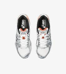 ASICS Gel-Kayano 14 White Piquant Orange – sneaker blanche mesh avec accents orange vif et amorti GEL