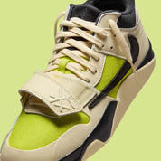 Chaussure de ville jumpman jack travis scott beige et jaune, vert lime, semelle confortable, vue de coté