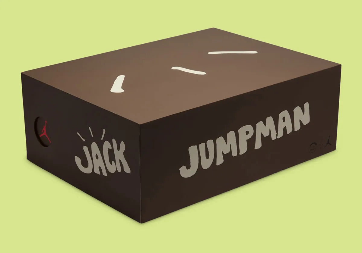 boite de la jumpman jack travis scott beige et jaune