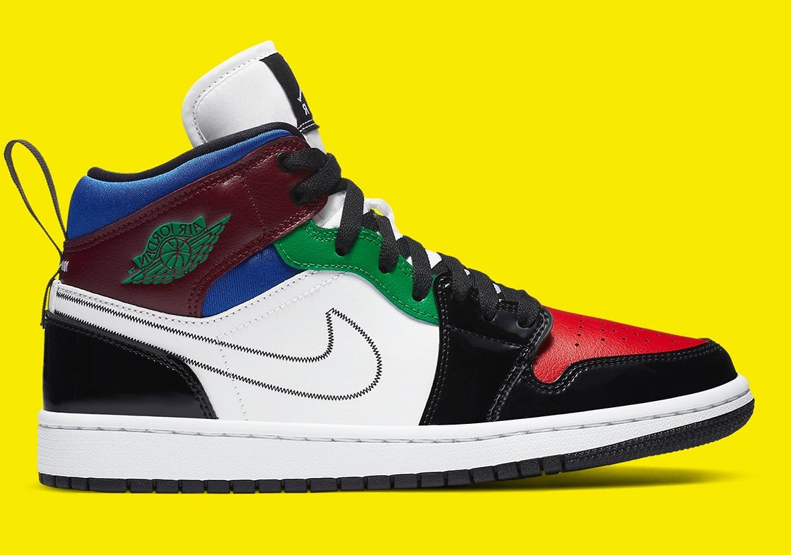 Jordan 1 Mid SE Black White Multi Color GlobalSneakers