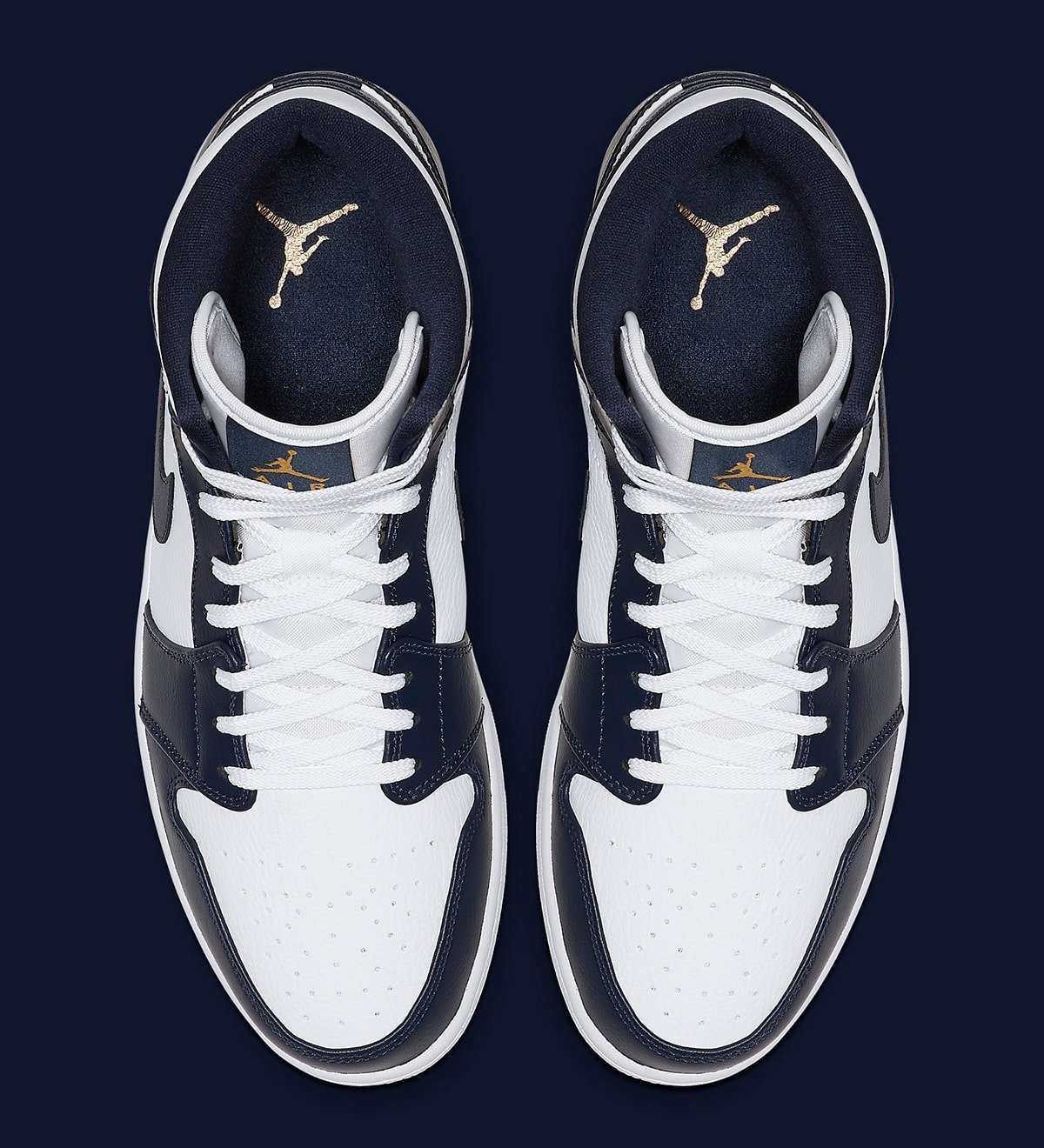 Jordan 1 Mid White Metallic Gold Obsidian